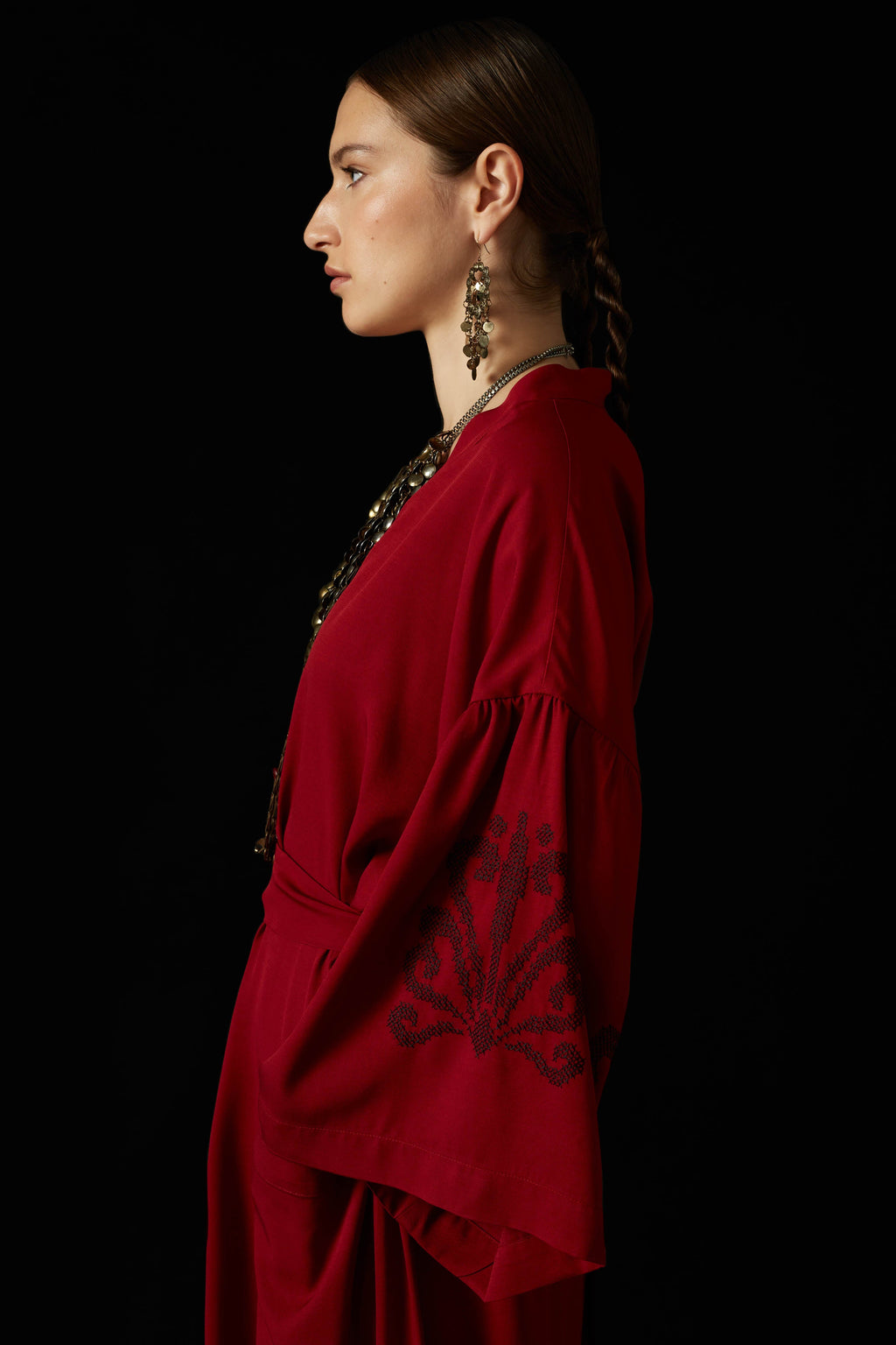 ZOFOROS MINI DRESS (Bordeaux Embroidered)