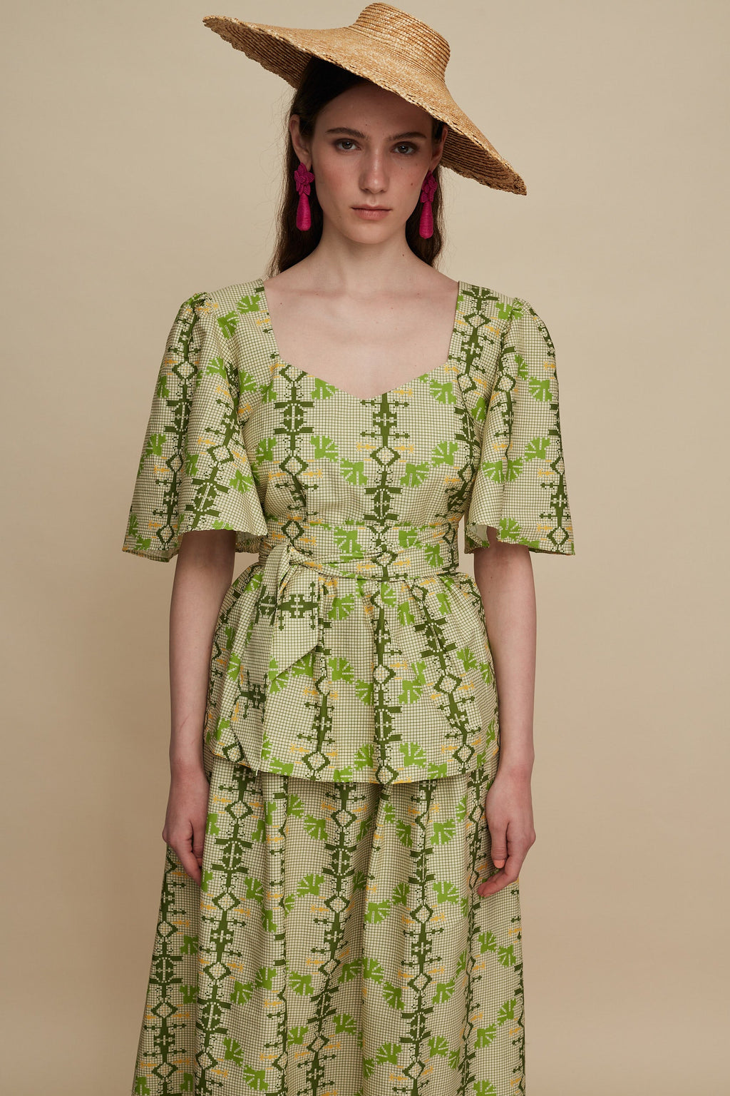 PYRGOS TOP (KOUSKOUSES GREEN PRINT)