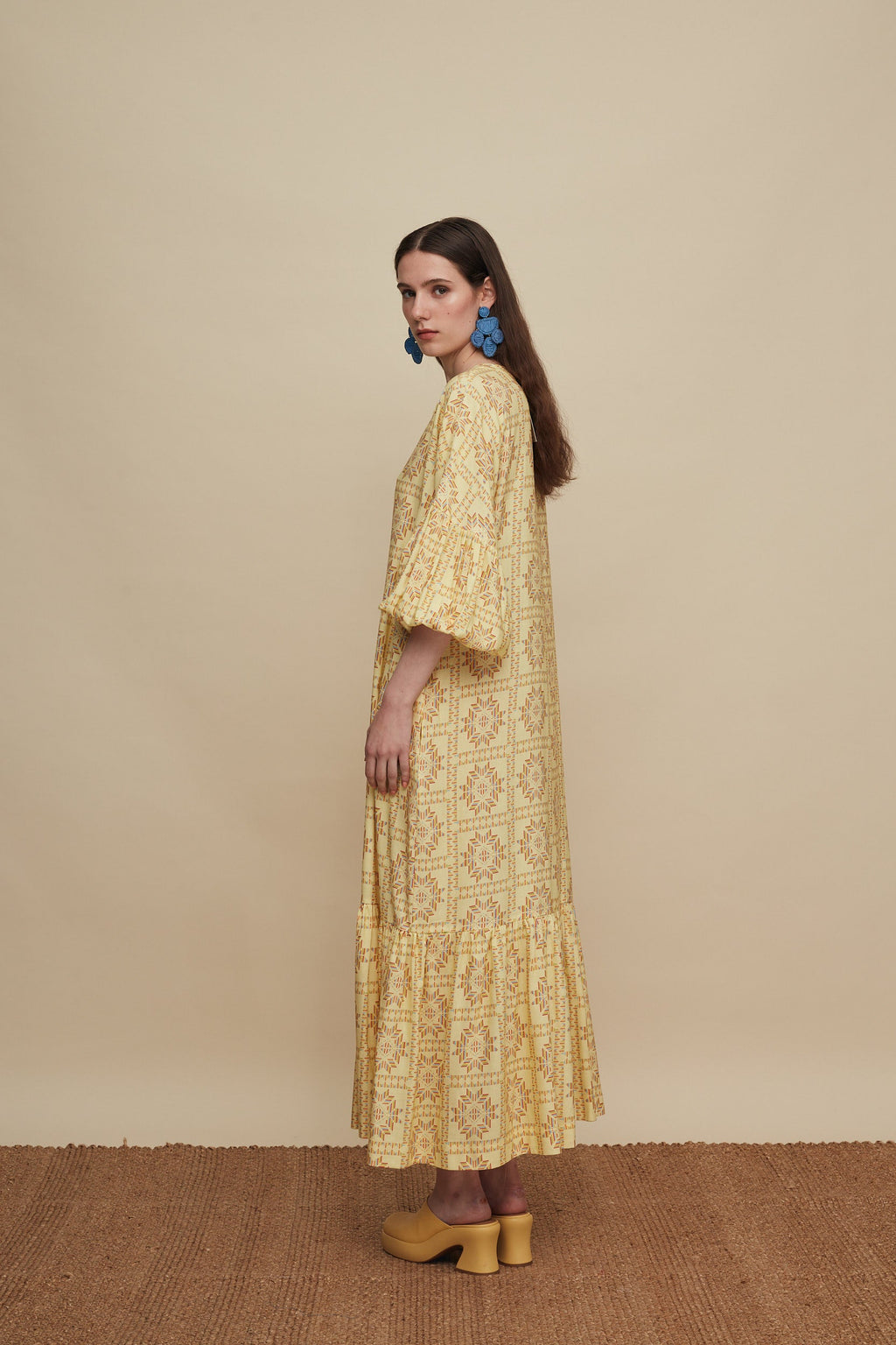 PSILORITIS MAXI DRESS (VOURIA BEIGE PRINT)
