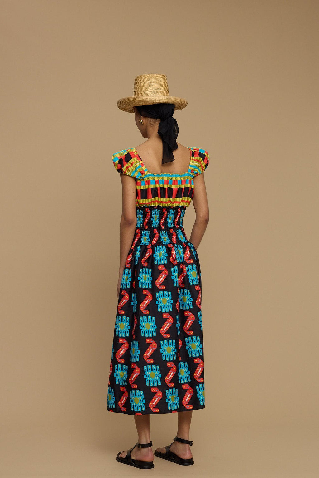 MAXI DRESS PAROS (NAXOS CUSHION MULTI BLACK PRINT)