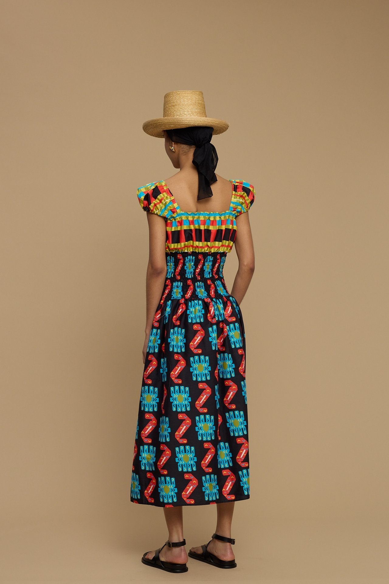 MAXI DRESS PAROS (NAXOS CUSHION MULTI BLACK PRINT)