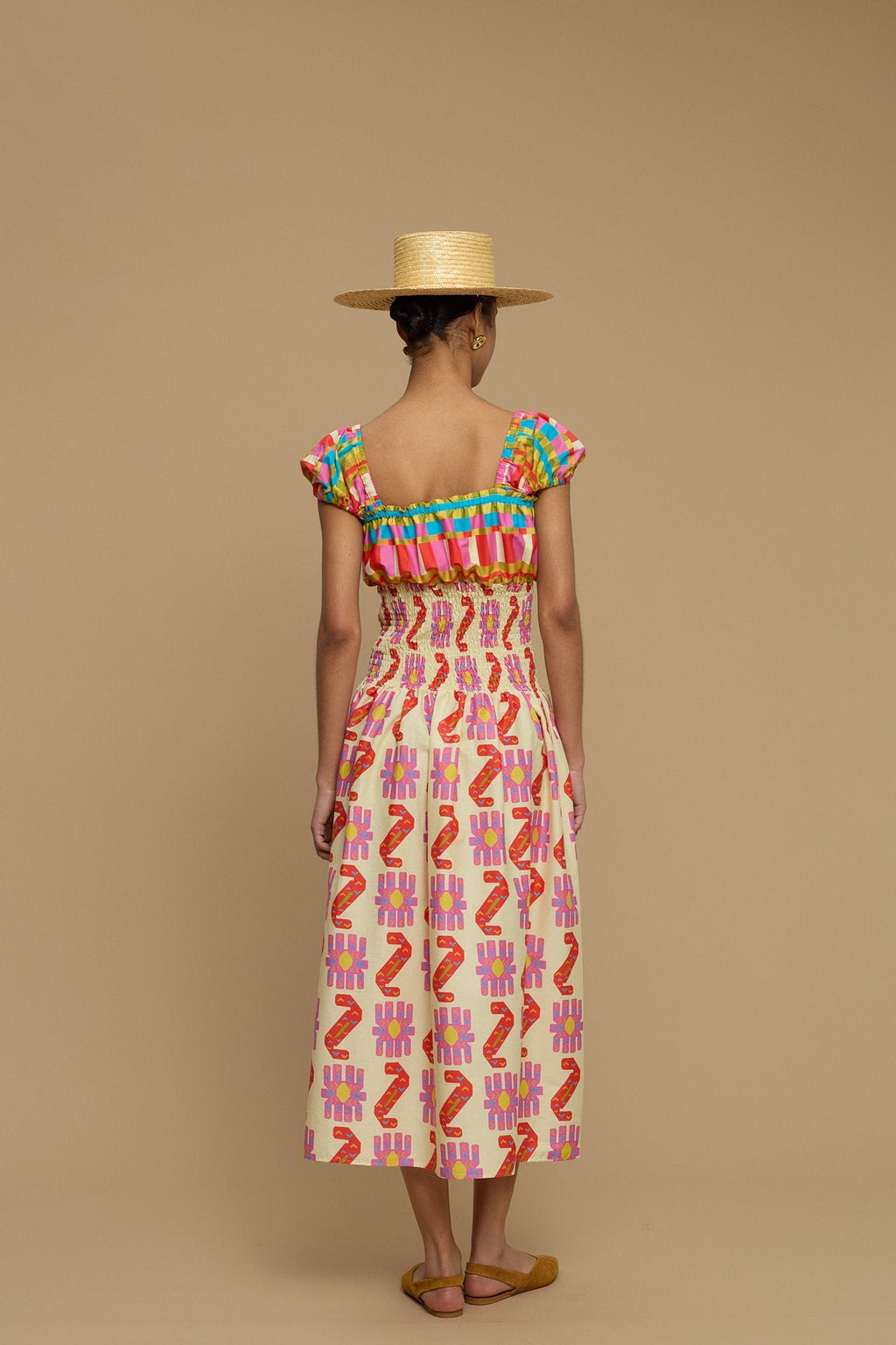 MAXI DRESS PAROS (NAXOS CUSHION MULTI BEIGE PRINT)