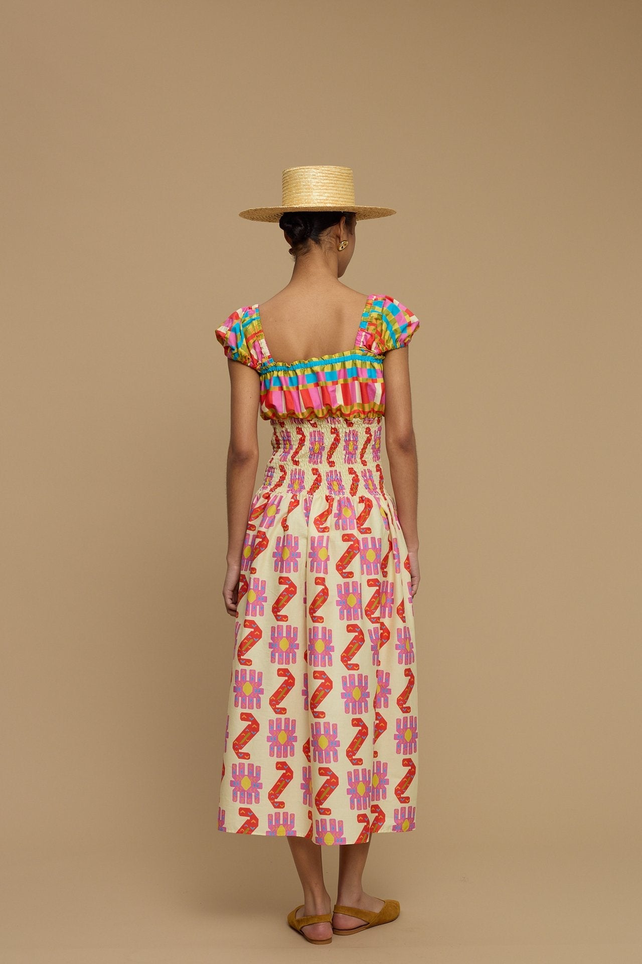 MAXI DRESS PAROS (NAXOS CUSHION MULTI BEIGE PRINT)