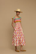 MAXI DRESS PAROS (NAXOS CUSHION MULTI BEIGE PRINT)