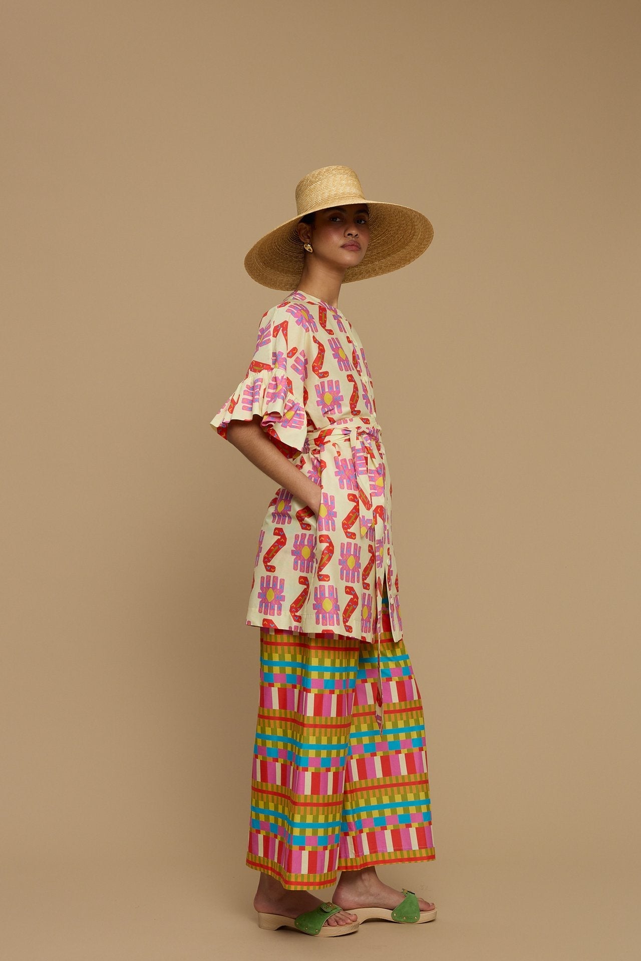 KIMONO FOLEGANDROS (NAXOS CUSHION MULTI BEIGE PRINT)