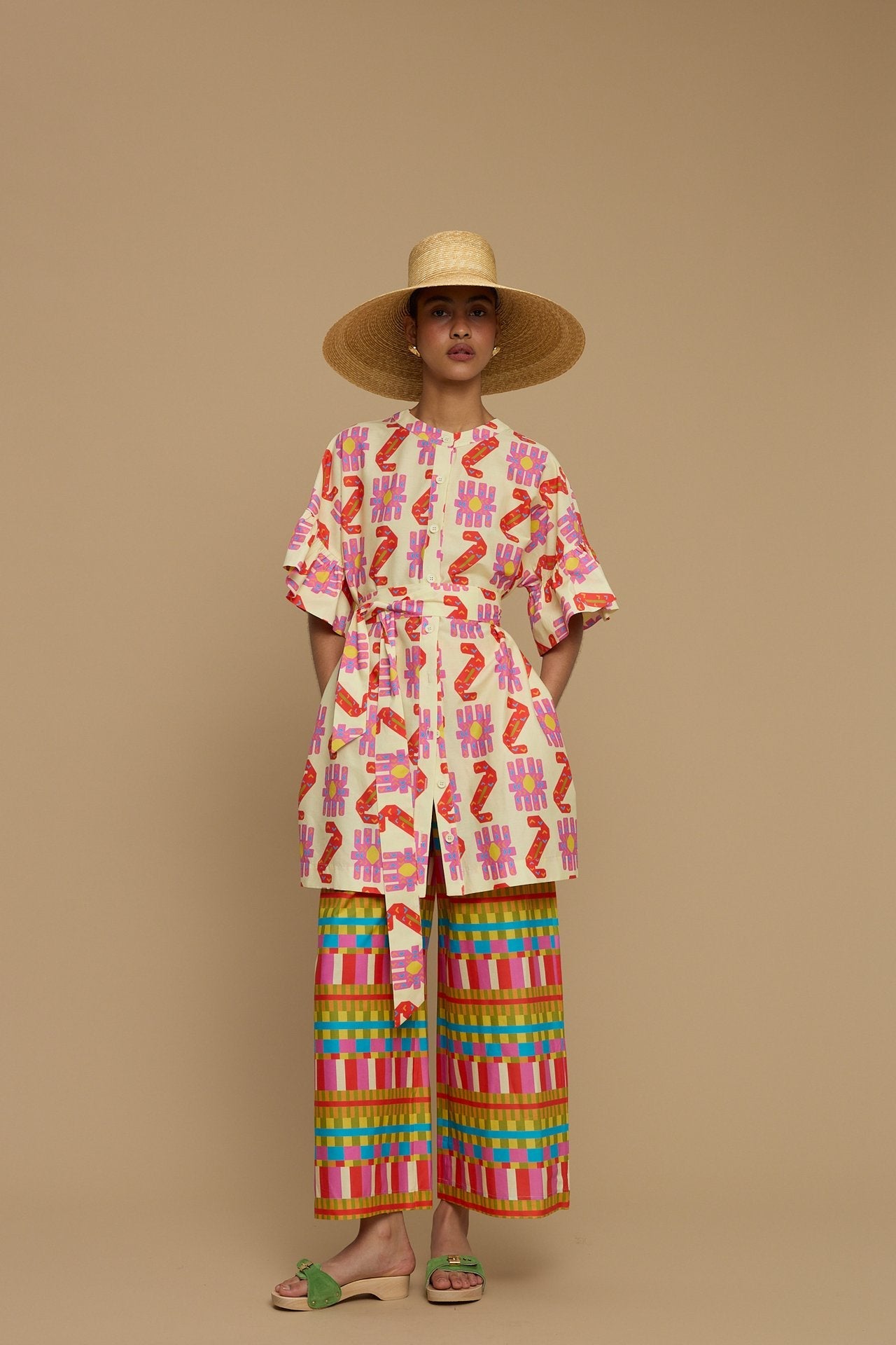 PANTS KOUFONISI (NAXOS CUSHION MULTI BEIGE PRINT)