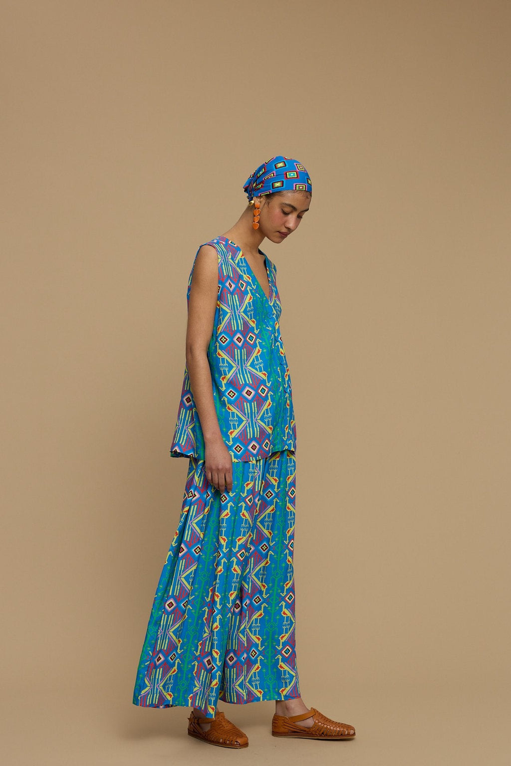 PANTS SCHOINOUSA (SIFNOS BIRD BLUE PRINT)