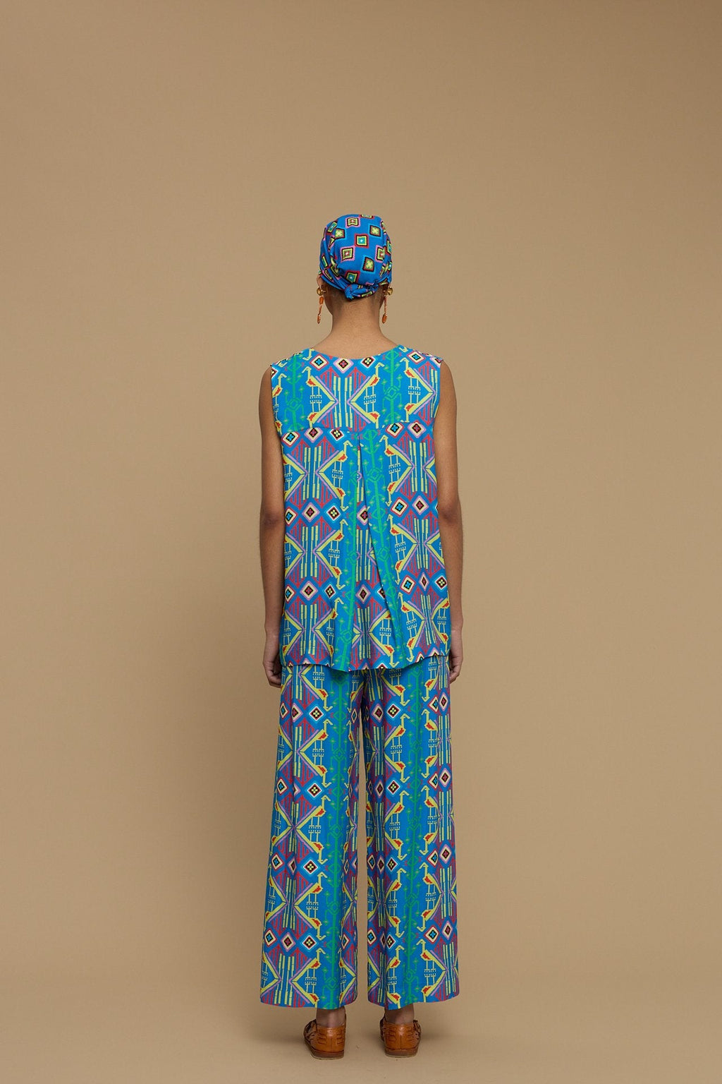 PANTS SCHOINOUSA (SIFNOS BIRD BLUE PRINT)