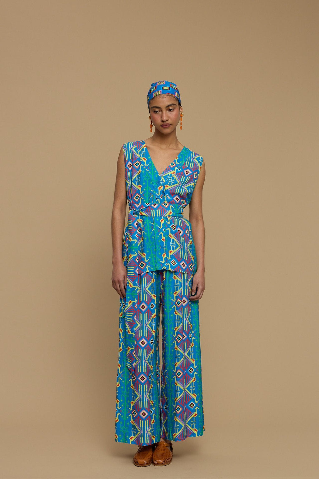 PANTS SCHOINOUSA (SIFNOS BIRD BLUE PRINT)