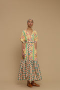 MAXI DRESS TINOS (SIFNOS BIRD SALMON PRINT)
