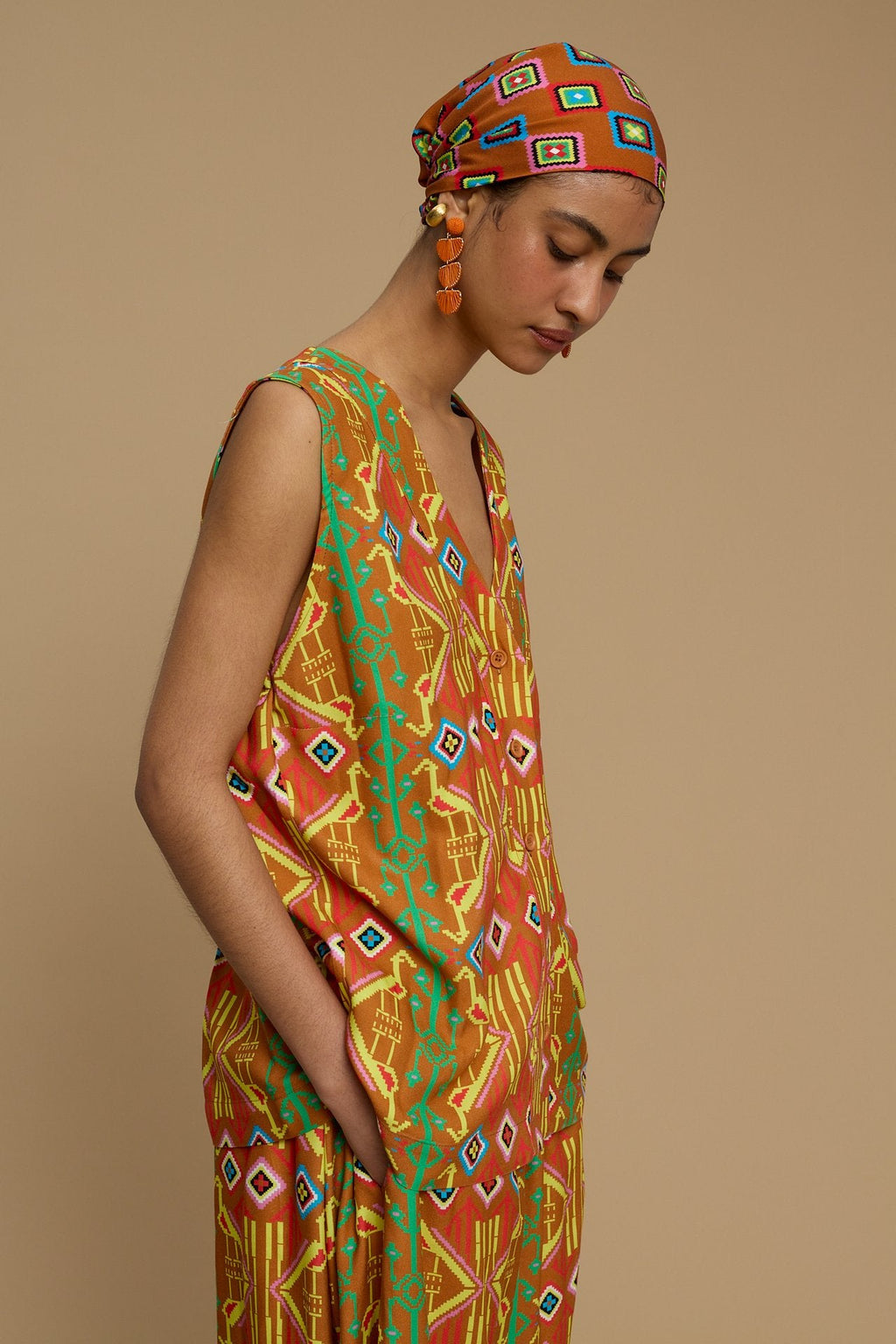 SHIRT SCHOINOUSA (SIFNOS BIRD BROWN PRINT)