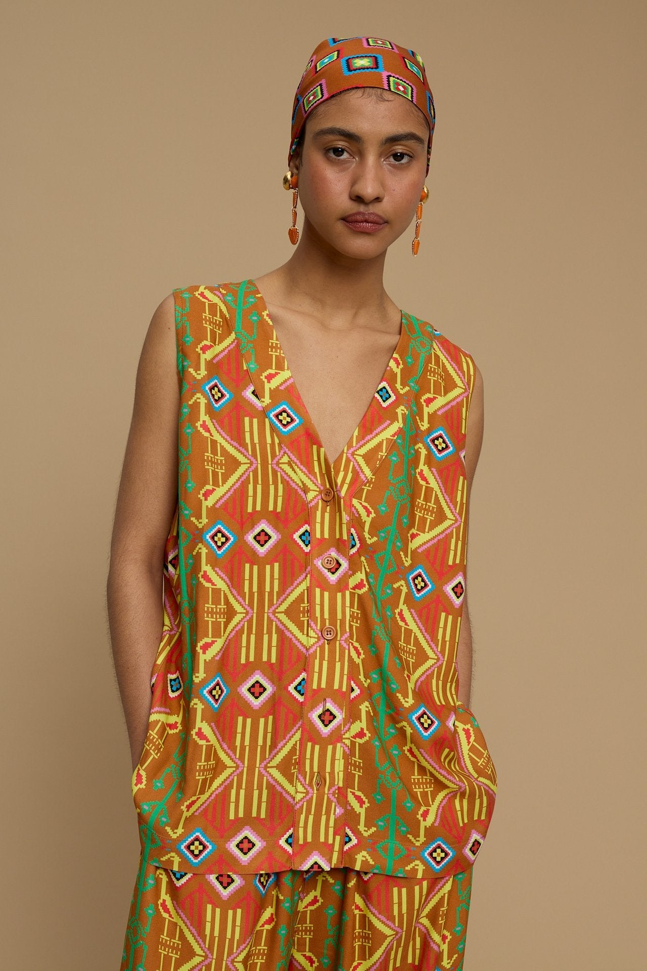 SHIRT SCHOINOUSA (SIFNOS BIRD BROWN PRINT)