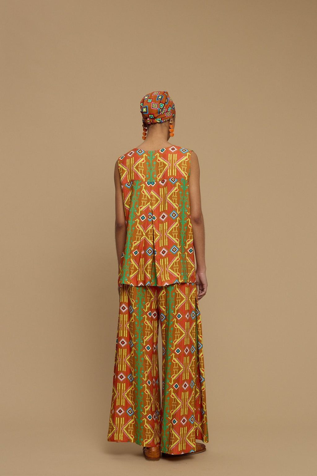 PANTS SCHOINOUSA (SIFNOS BIRD BROWN PRINT)