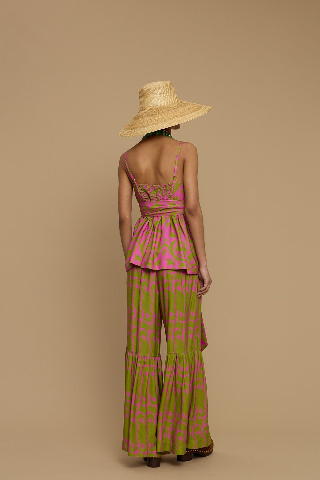 PANTS AMORGOS (CYCLADES  GREEN/PINK PRINT)