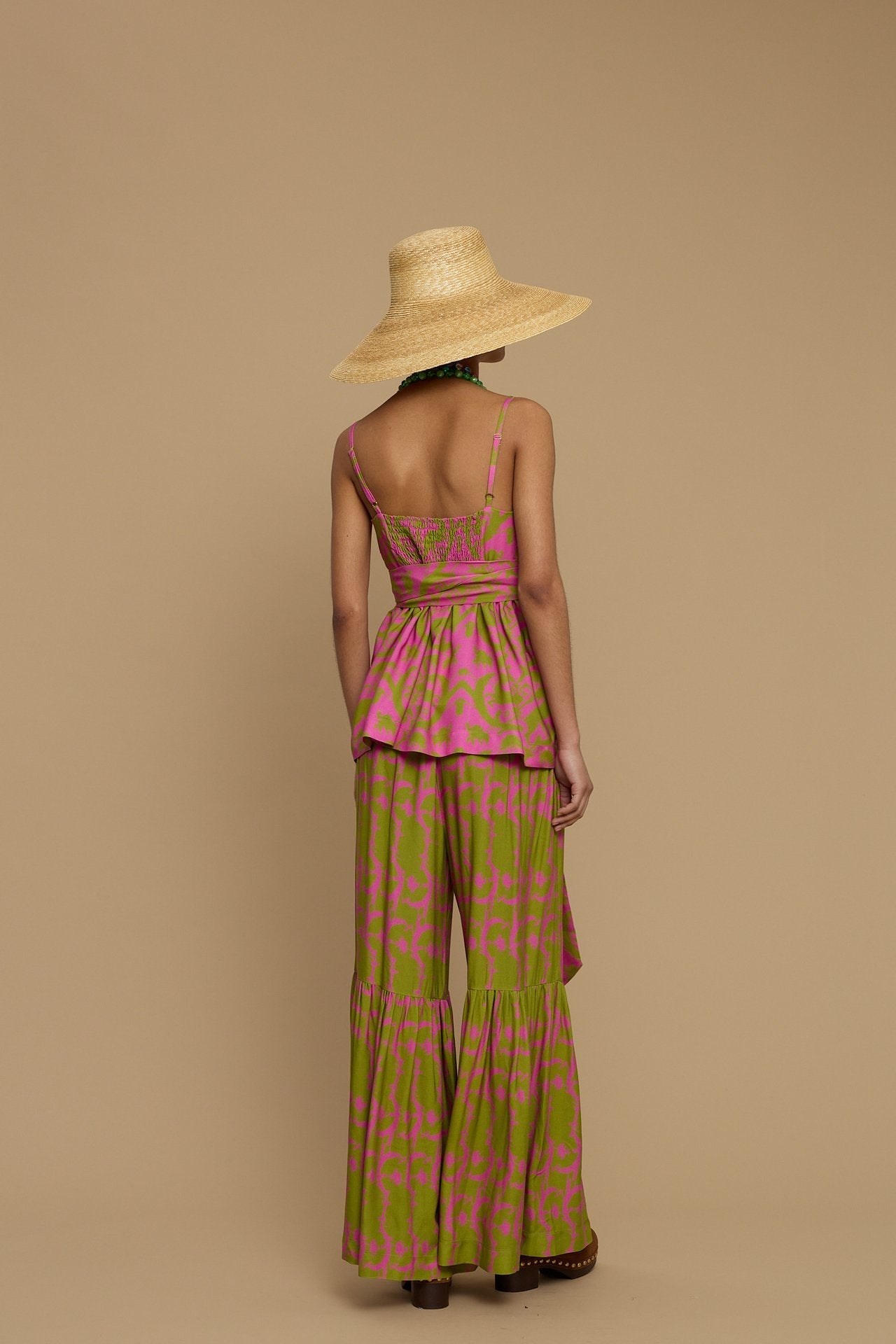 PANTS AMORGOS (CYCLADES  GREEN/PINK PRINT)