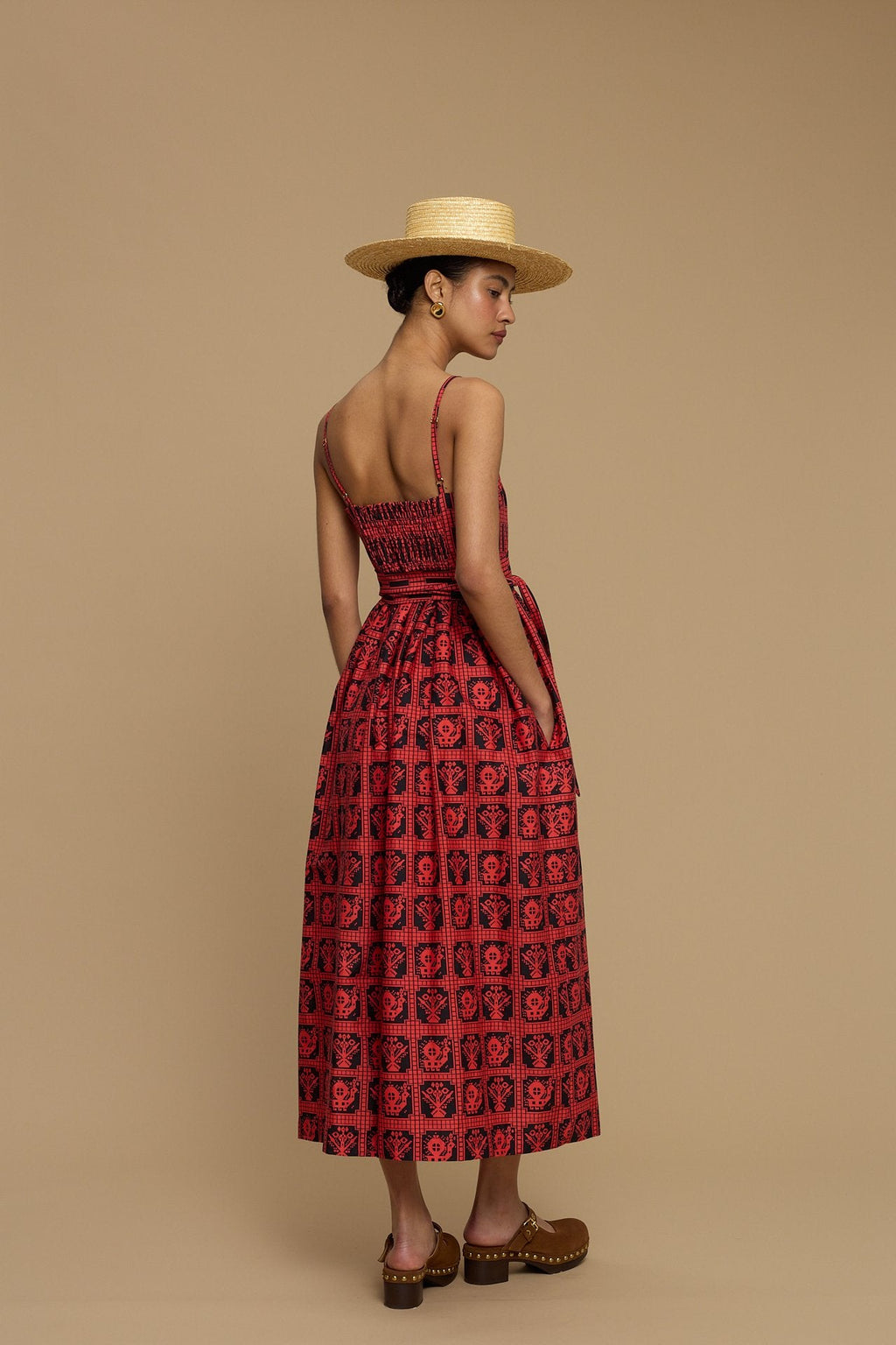 MAXI DRESS IOS (AMORGOS BIRD&FLORA BLACK/RED PRINT)