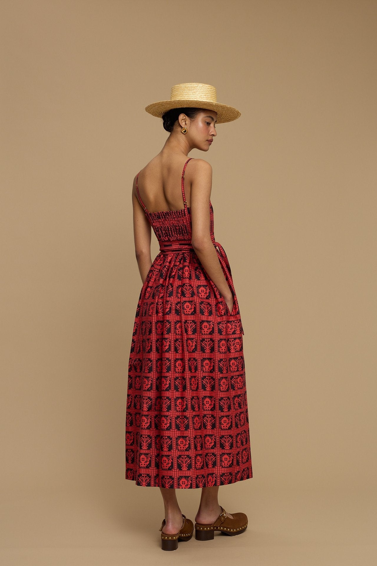 MAXI DRESS IOS (AMORGOS BIRD&FLORA BLACK/RED PRINT)