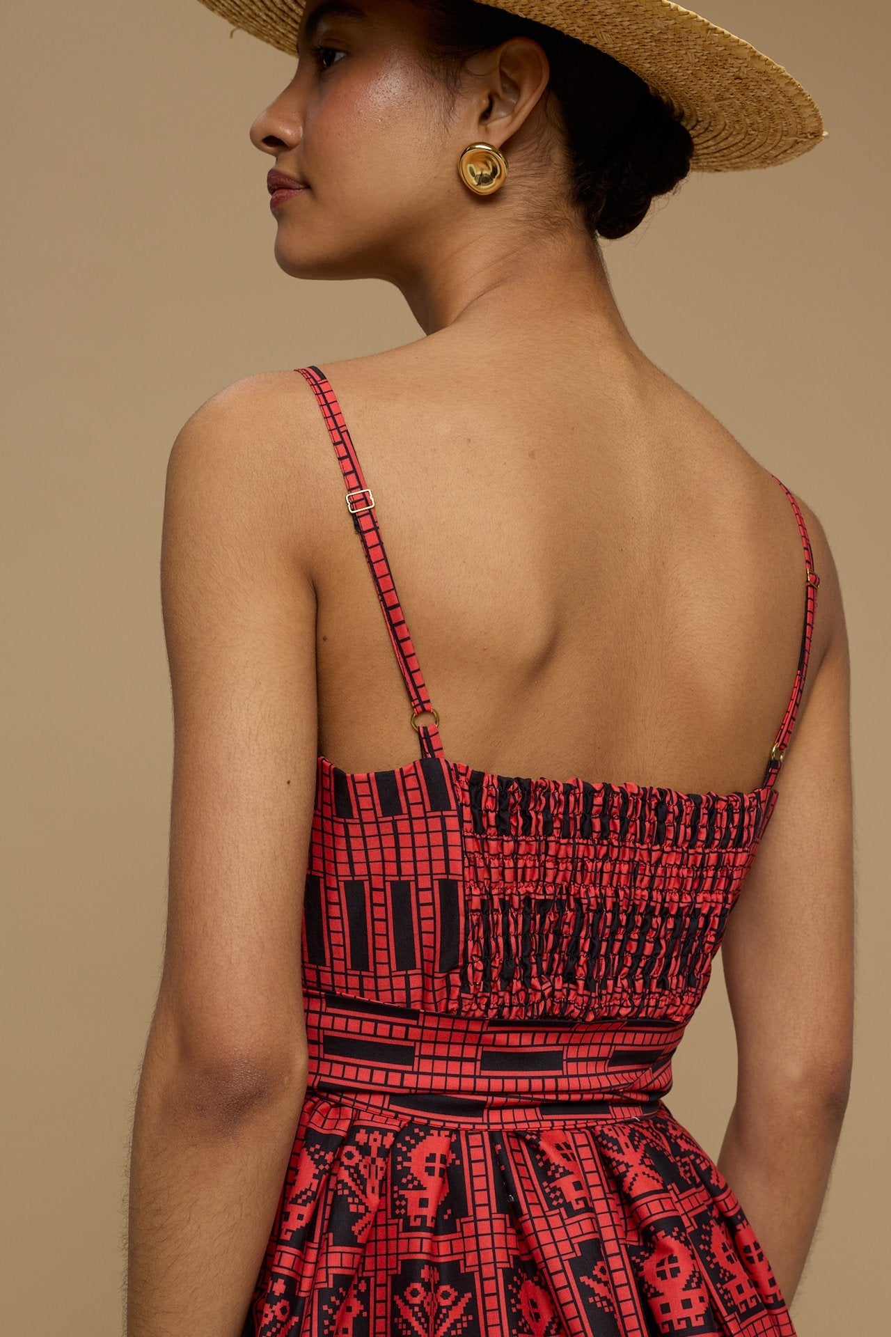 MAXI DRESS IOS (AMORGOS BIRD&FLORA BLACK/RED PRINT)
