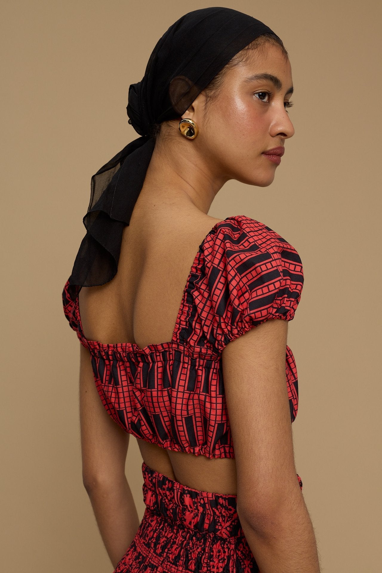 TOP DELOS (AMORGOS BIRD&FLORA BLACK/RED PRINT)