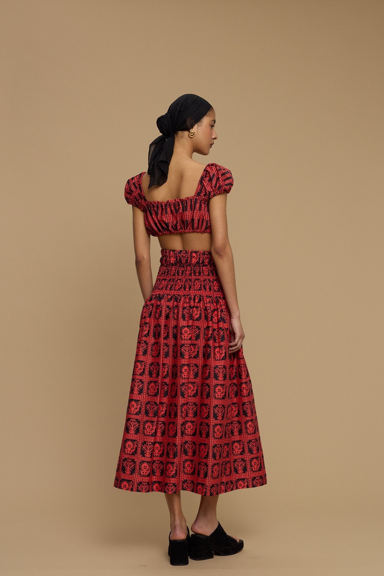 TOP DELOS (AMORGOS BIRD&FLORA BLACK/RED PRINT)