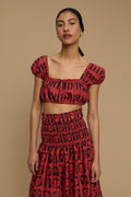 TOP DELOS (AMORGOS BIRD&FLORA BLACK/RED PRINT)