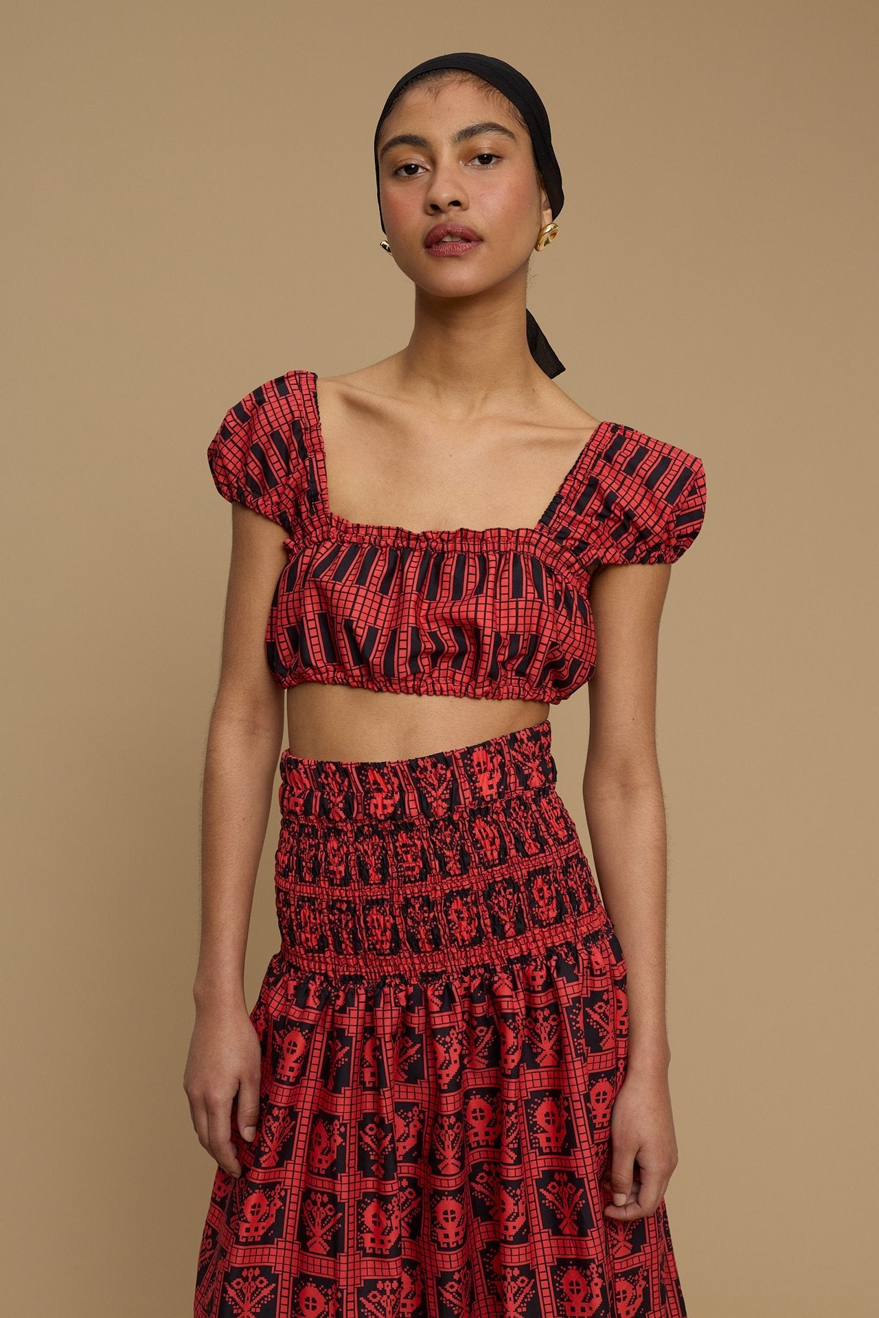 SKIRT FOLEGANDROS (AMORGOS BIRD&FLORA BLACK/RED PRINT)