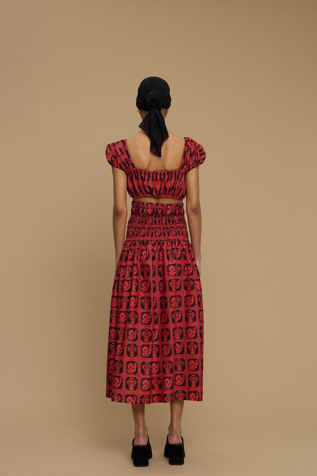 SKIRT FOLEGANDROS (AMORGOS BIRD&FLORA BLACK/RED PRINT)