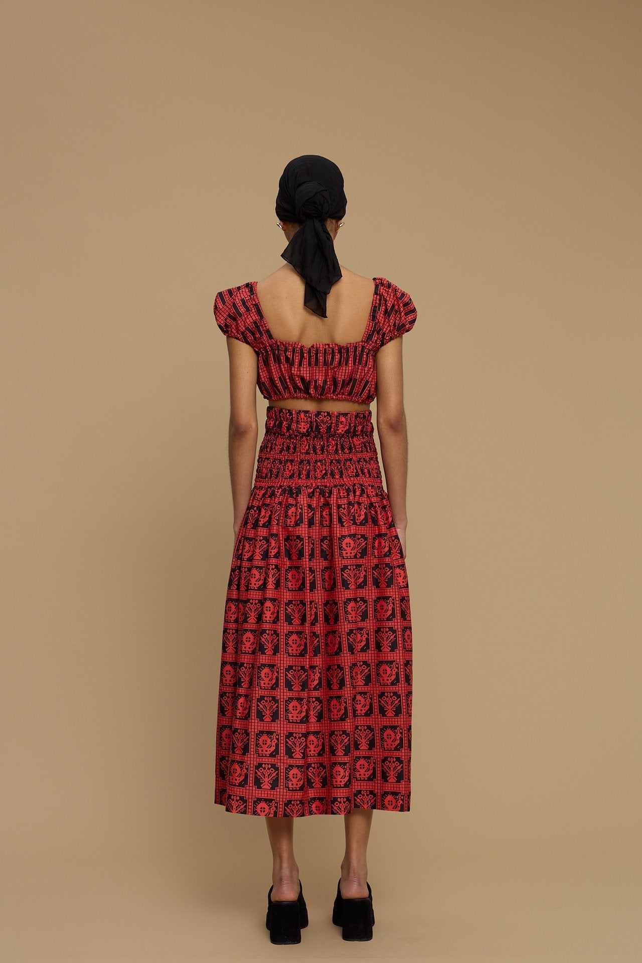 SKIRT FOLEGANDROS (AMORGOS BIRD&FLORA BLACK/RED PRINT)