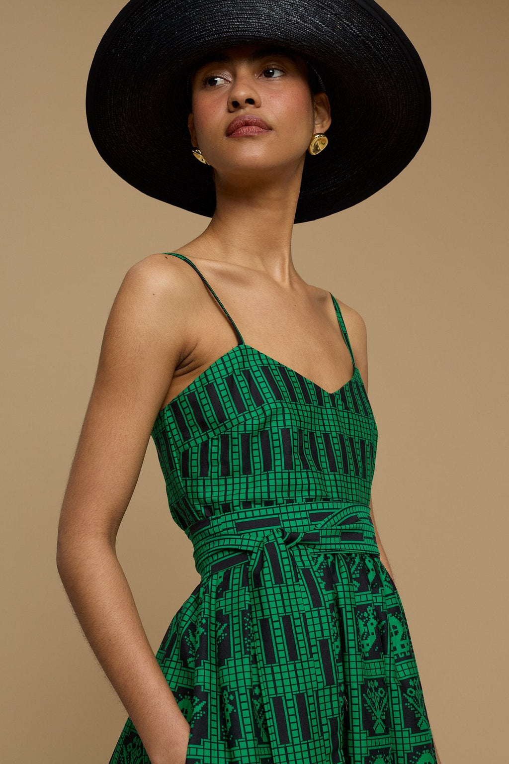 MAXI DRESS IOS (AMORGOS BIRD&FLORA BLACK/GREEN PRINT)