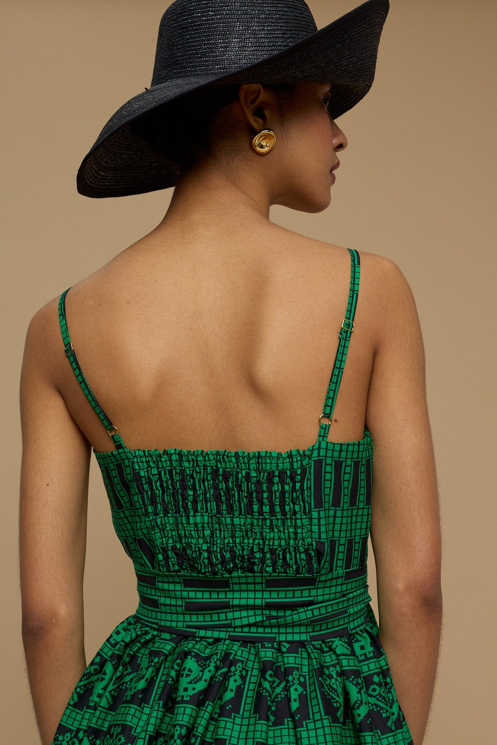 MAXI DRESS IOS (AMORGOS BIRD&FLORA BLACK/GREEN PRINT)