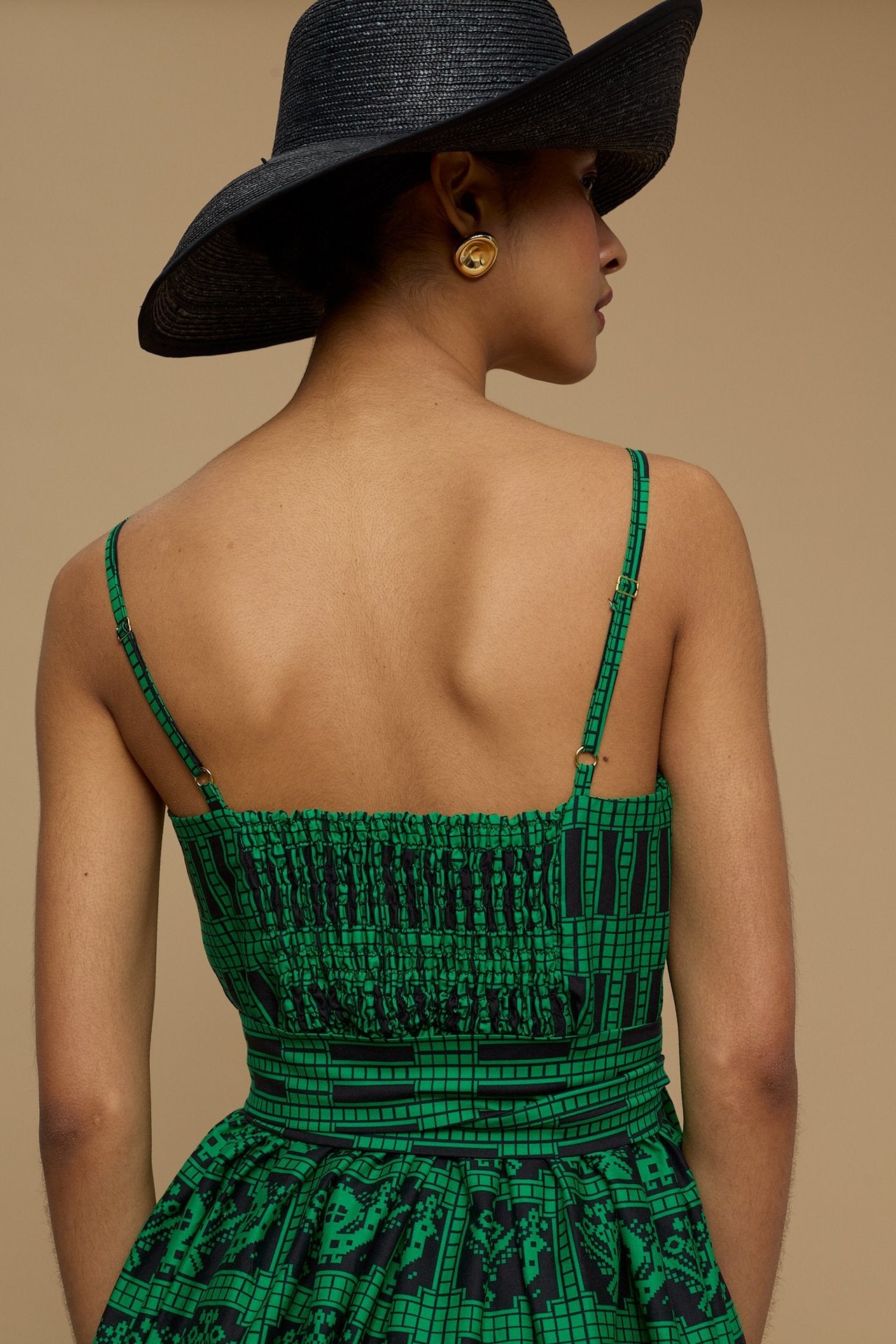MAXI DRESS IOS (AMORGOS BIRD&FLORA BLACK/GREEN PRINT)