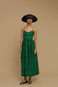 MAXI DRESS IOS (AMORGOS BIRD&FLORA BLACK/GREEN PRINT)