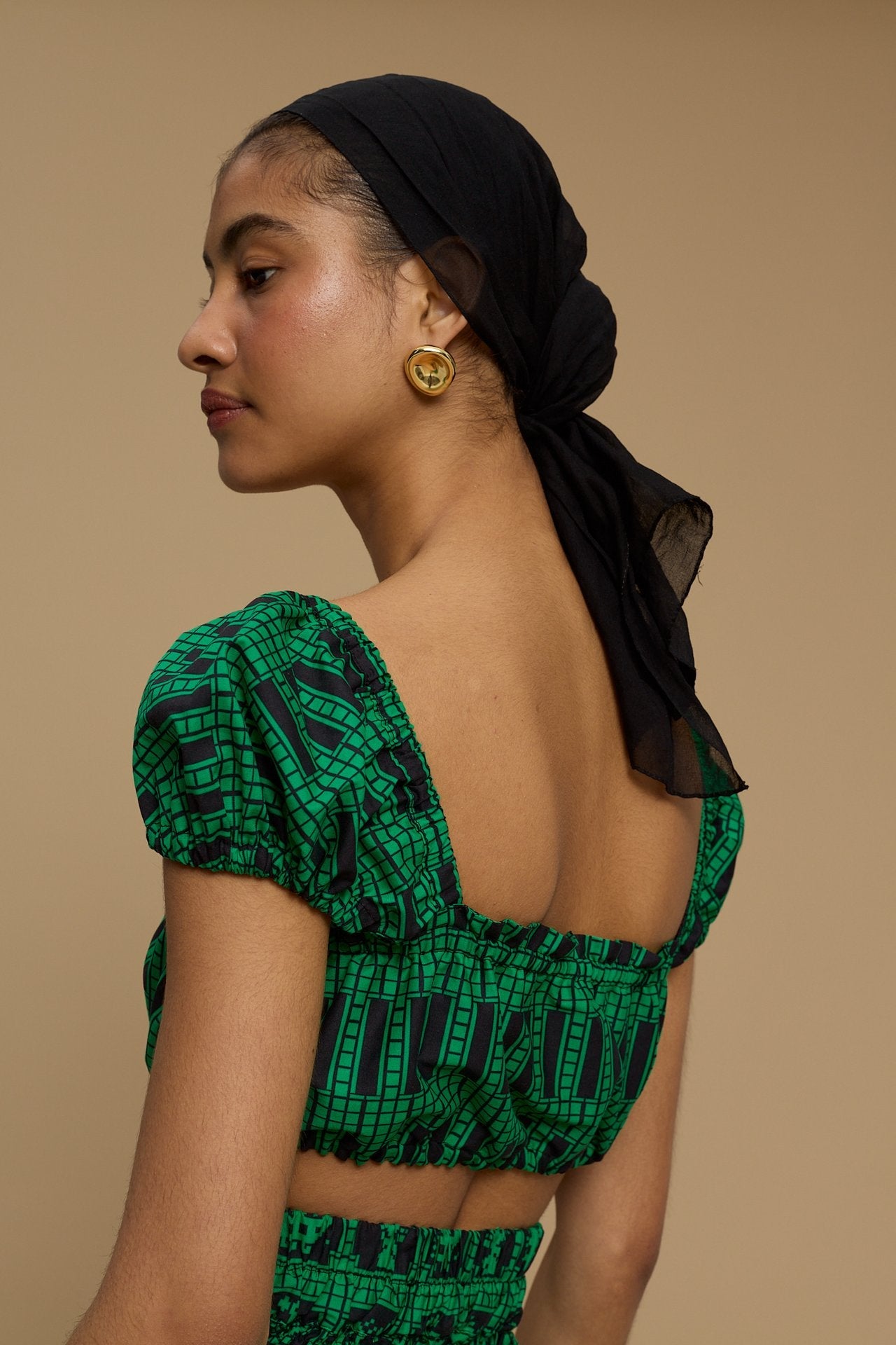 TOP DELOS (AMORGOS BIRD&FLORA BLACK/GREEN PRINT)