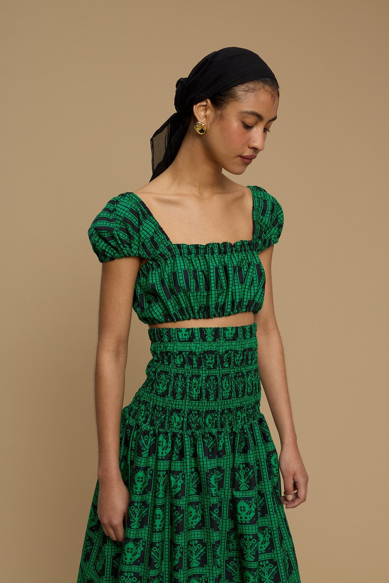 TOP DELOS (AMORGOS BIRD&FLORA BLACK/GREEN PRINT)