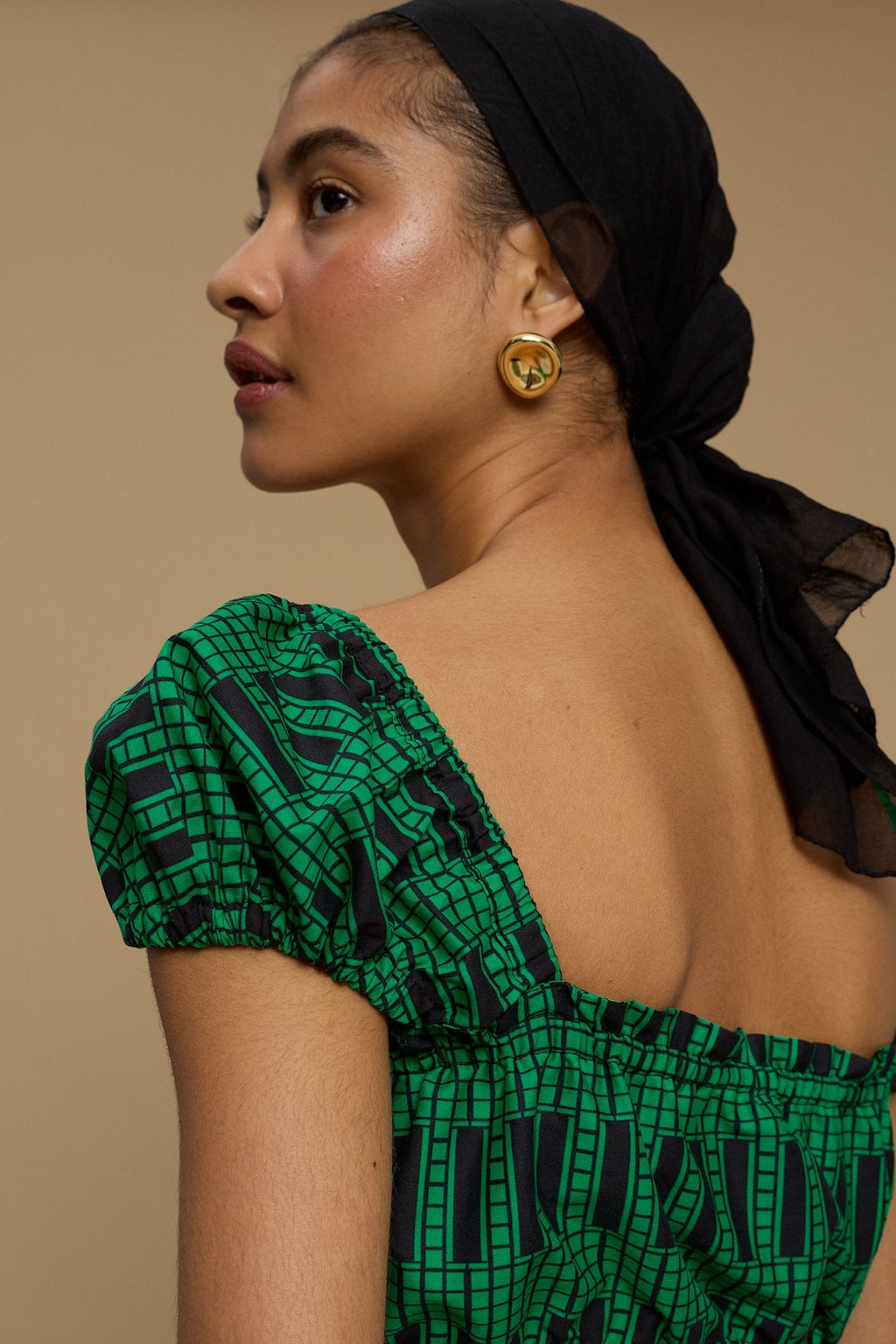 TOP DELOS (AMORGOS BIRD&FLORA BLACK/GREEN PRINT)