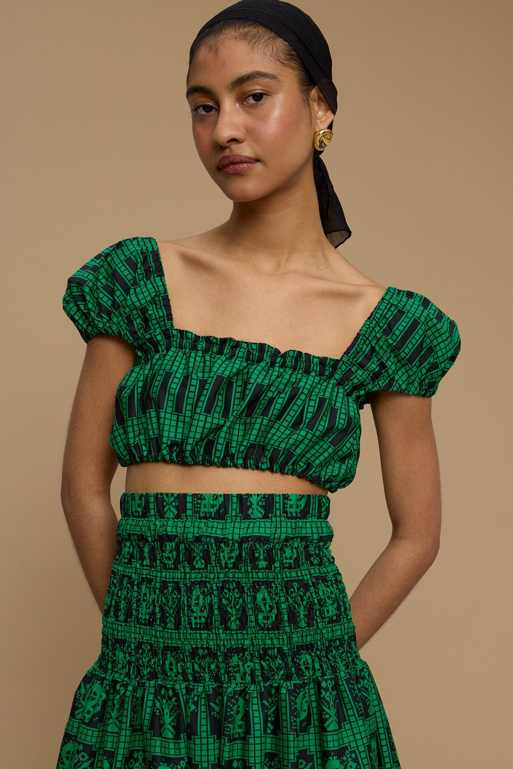 TOP DELOS (AMORGOS BIRD&FLORA BLACK/GREEN PRINT)