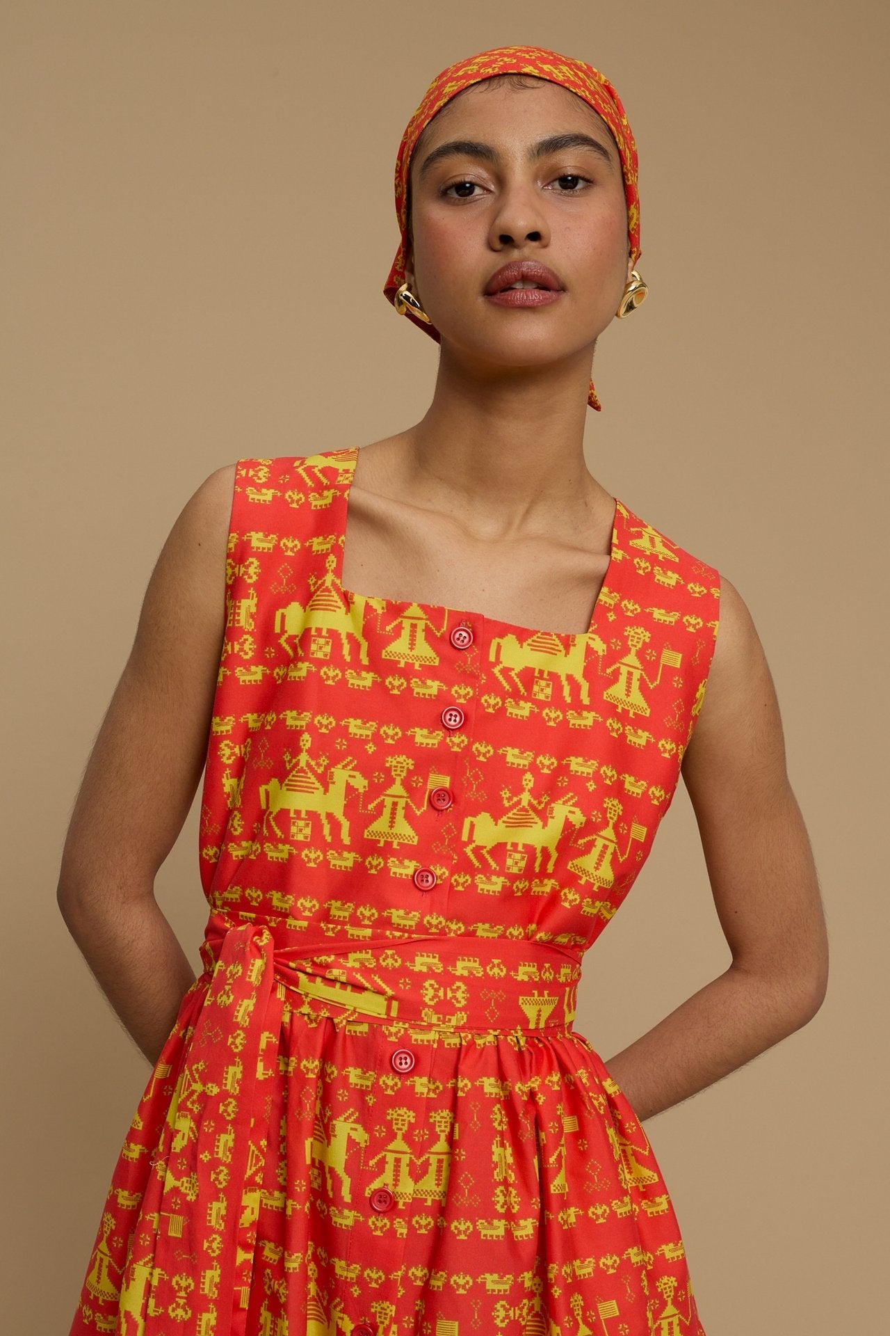 MINI DRESS DELOS (ANAFI RED PRINT)