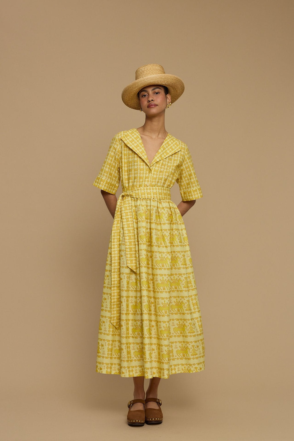 MAXI DRESS MILOS (ANAFI BEIGE PRINT)