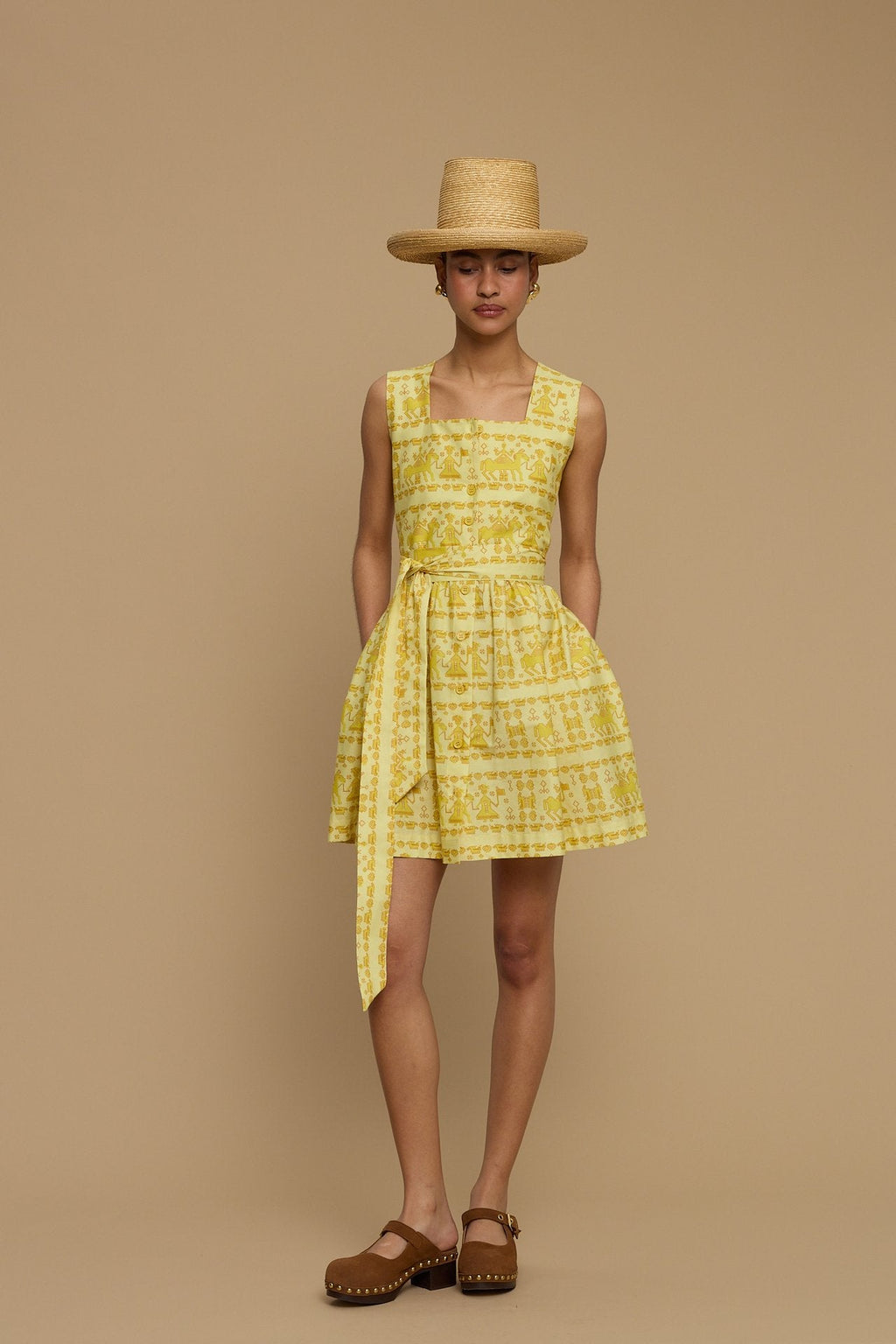 MINI DRESS DELOS (ANAFI BEIGE PRINT)