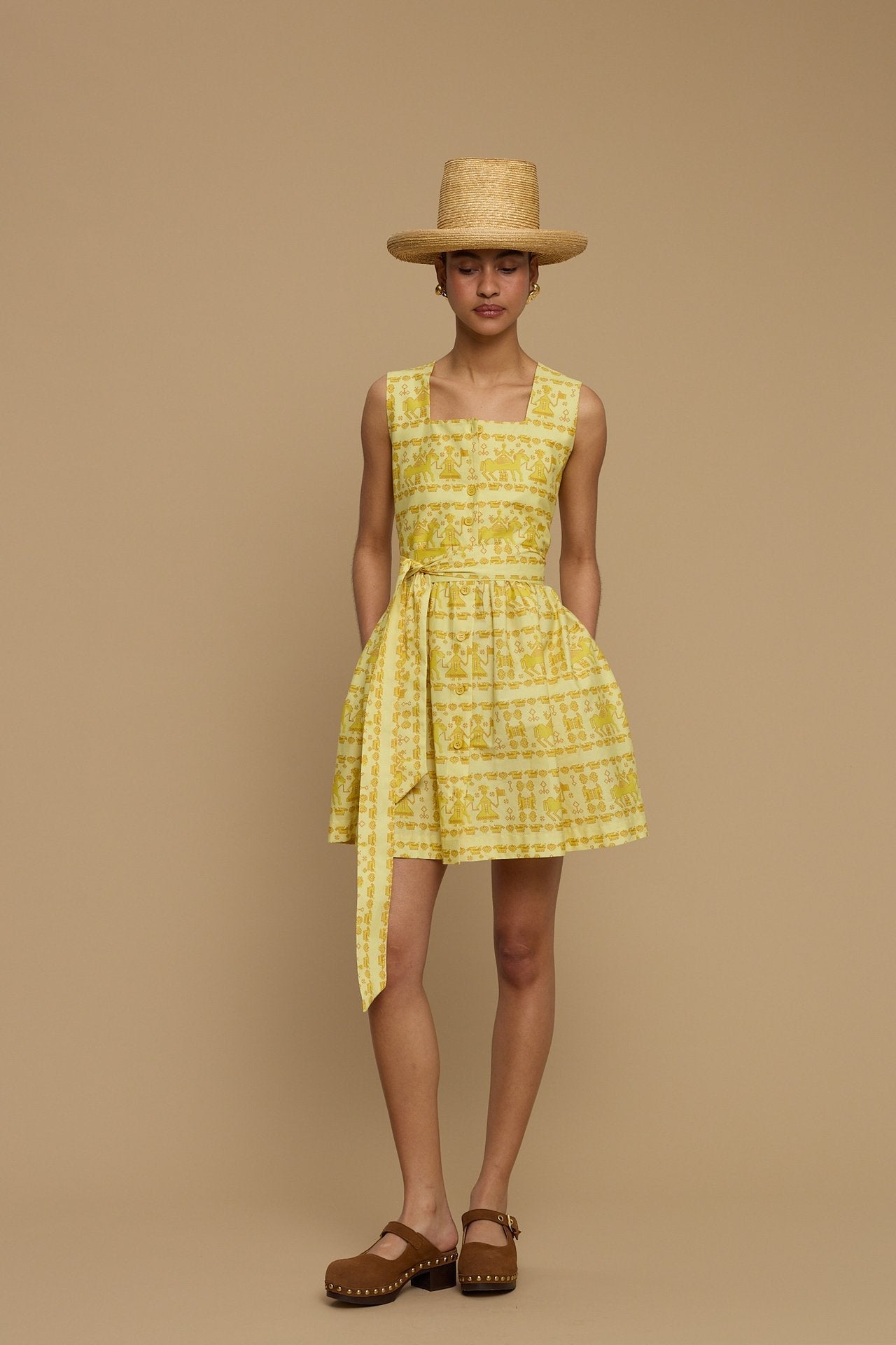 MINI DRESS DELOS (ANAFI BEIGE PRINT)