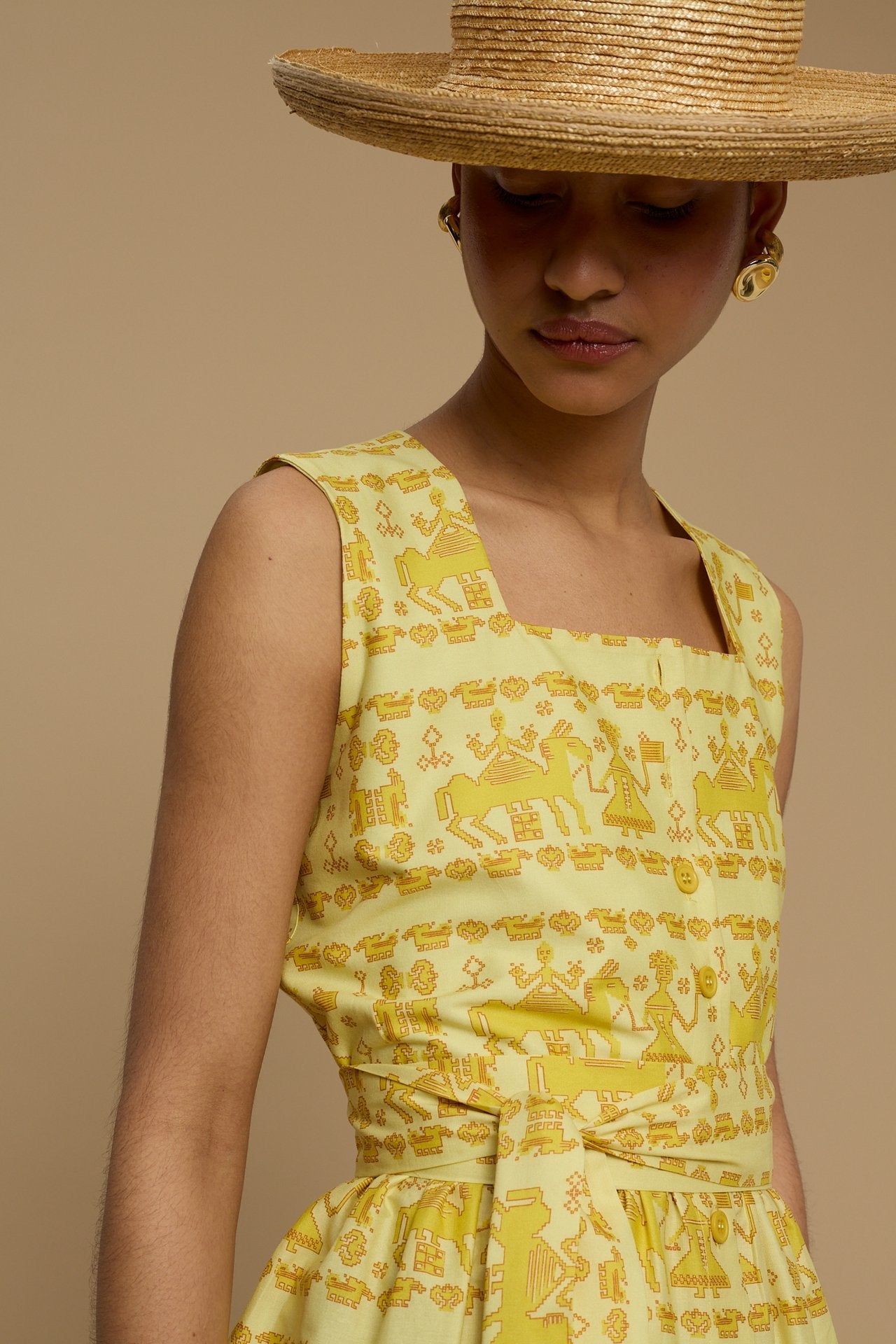 MINI DRESS DELOS (ANAFI BEIGE PRINT)