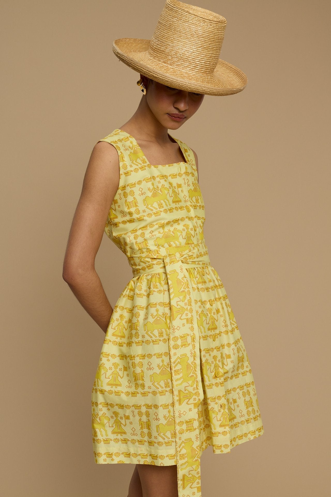 MINI DRESS DELOS (ANAFI BEIGE PRINT)