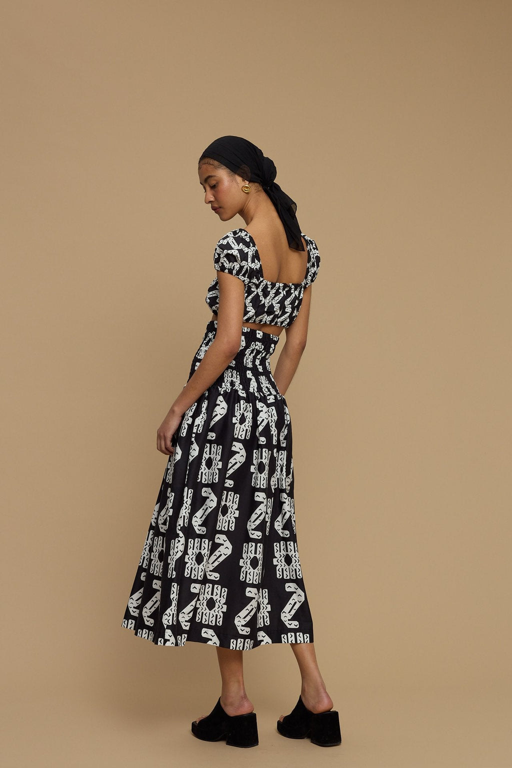 SKIRT FOLEGANDROS (NAXOS CUSHION BLACK&WHITE PRINT)