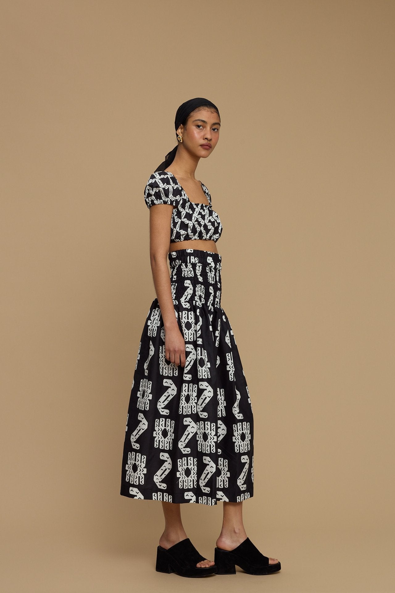 SKIRT FOLEGANDROS (NAXOS CUSHION BLACK&WHITE PRINT)