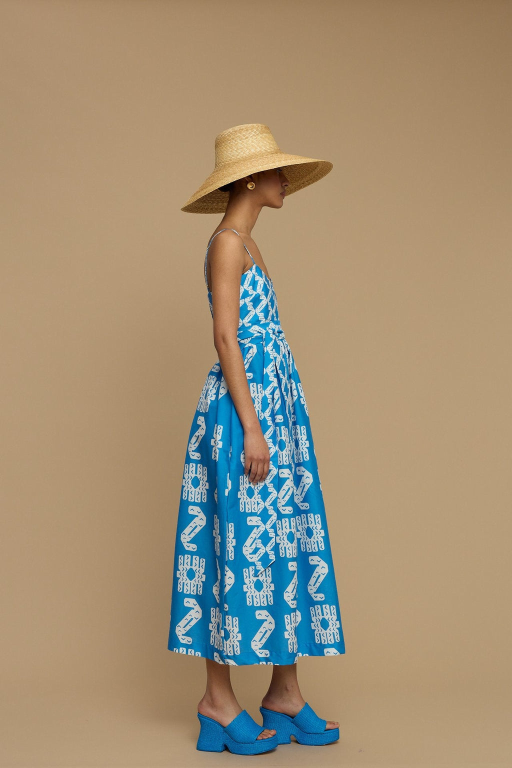MAXI DRESS IOS (AMORGOS BIRD&FLORA BLUE/WHITE PRINT)