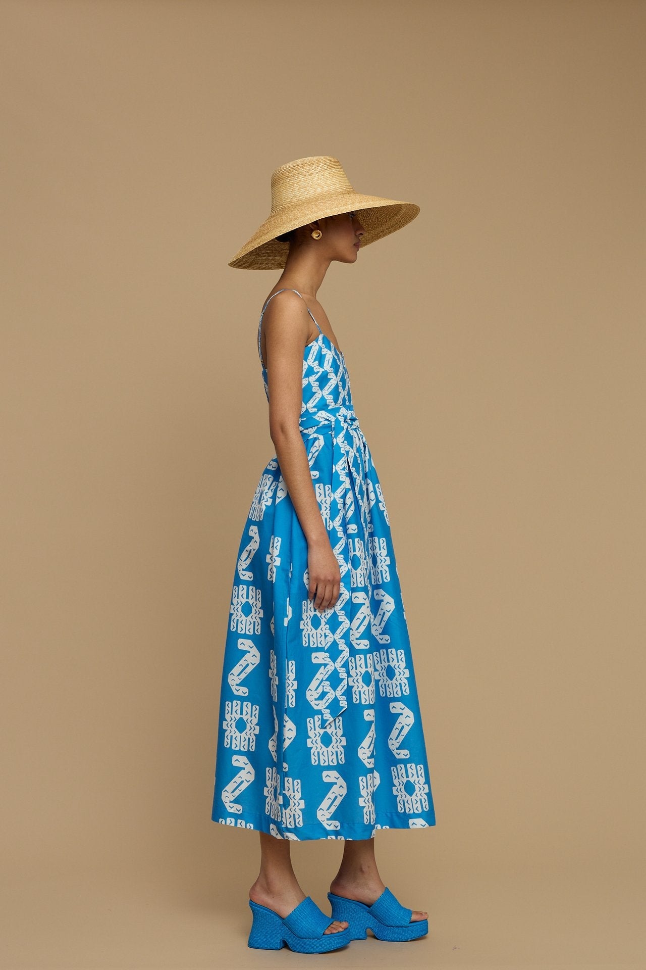 MAXI DRESS IOS (AMORGOS BIRD&FLORA BLUE/WHITE PRINT)
