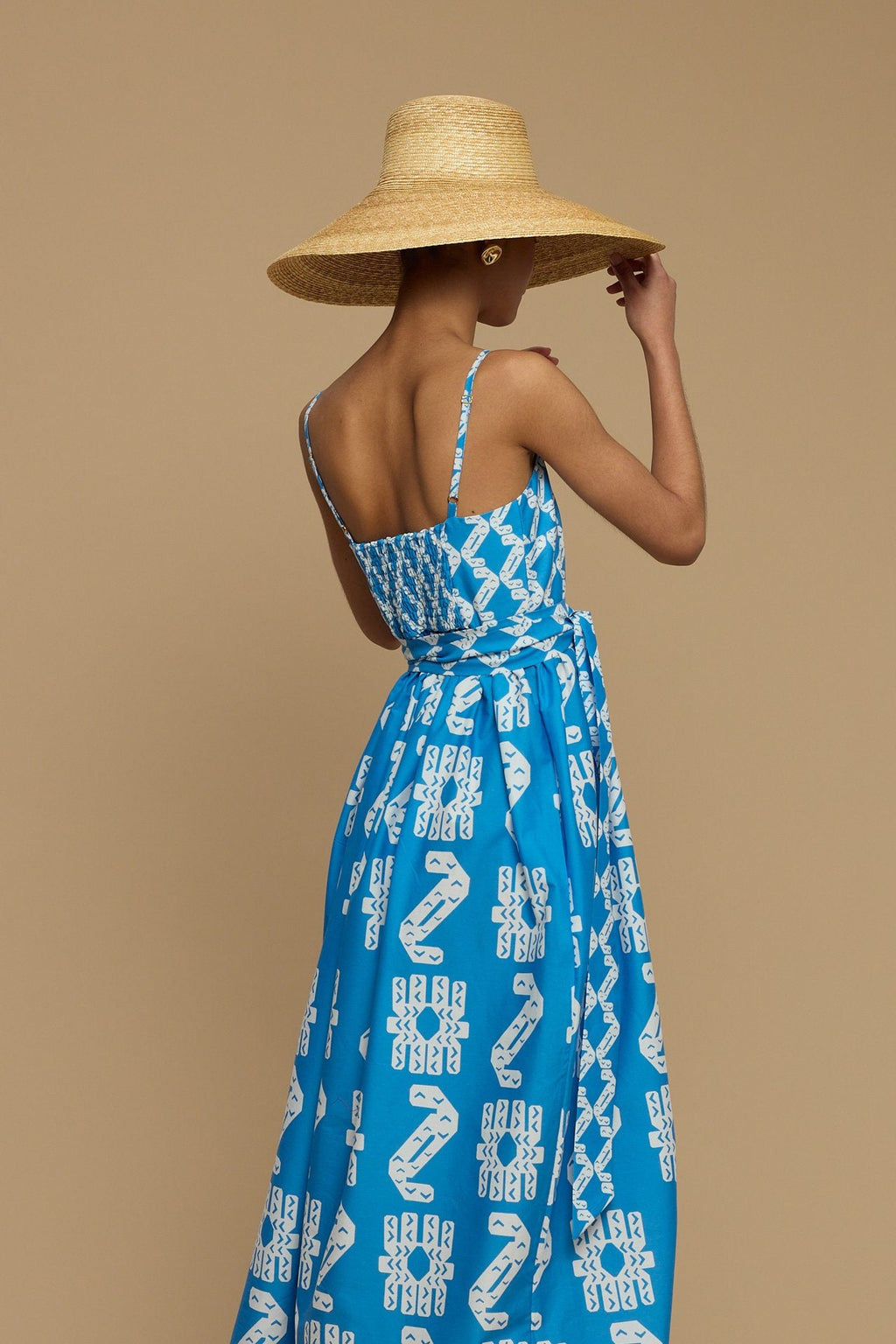 MAXI DRESS IOS (AMORGOS BIRD&FLORA BLUE/WHITE PRINT)