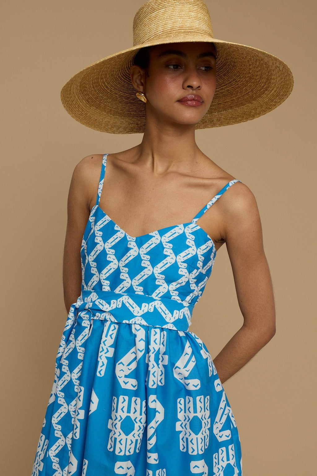 MAXI DRESS IOS (AMORGOS BIRD&FLORA BLUE/WHITE PRINT)