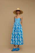 MAXI DRESS IOS (AMORGOS BIRD&FLORA BLUE/WHITE PRINT)