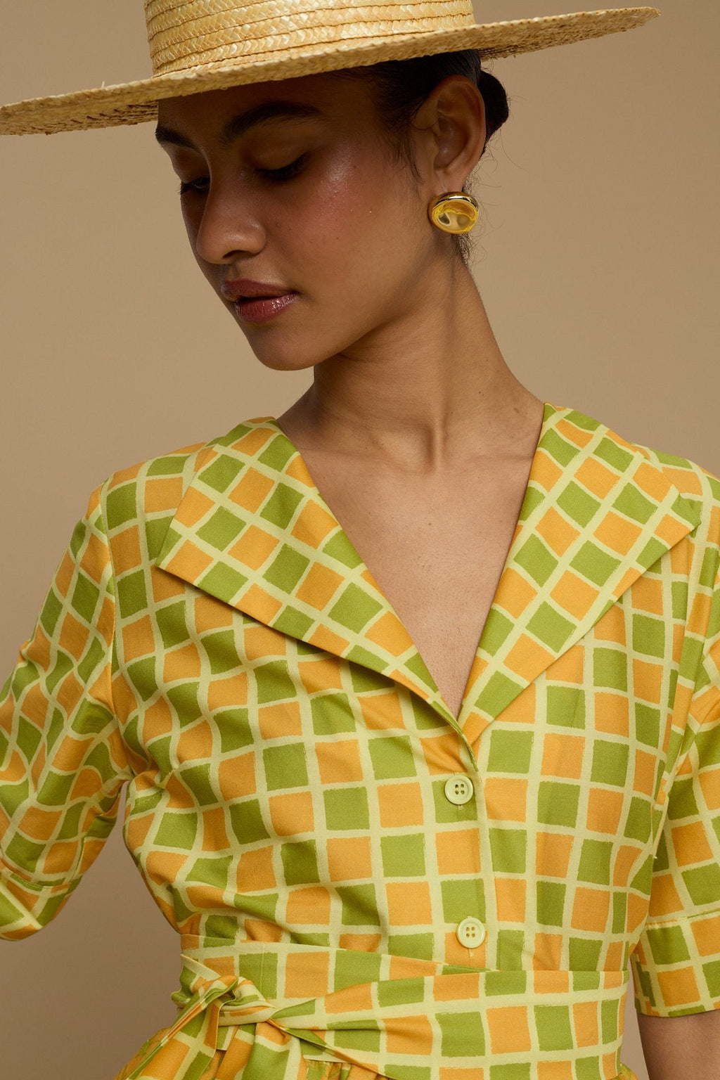 DRESS SIFNOS (NAXOS CURTAIN LIME/ORANGE PRINT)